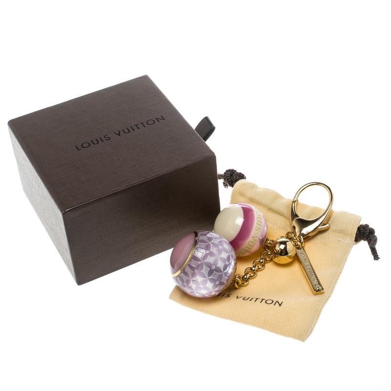 Beige Louis Vuitton Multicolor Mini Lin Croisette Key Holder / Bag Charm