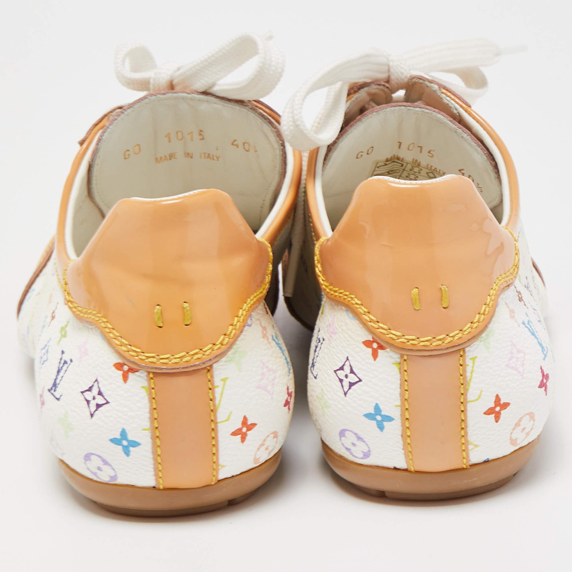 Louis Vuitton Multicolor Monogram Canvas And Patent Leather Low Top Sneakers Siz For Sale 1