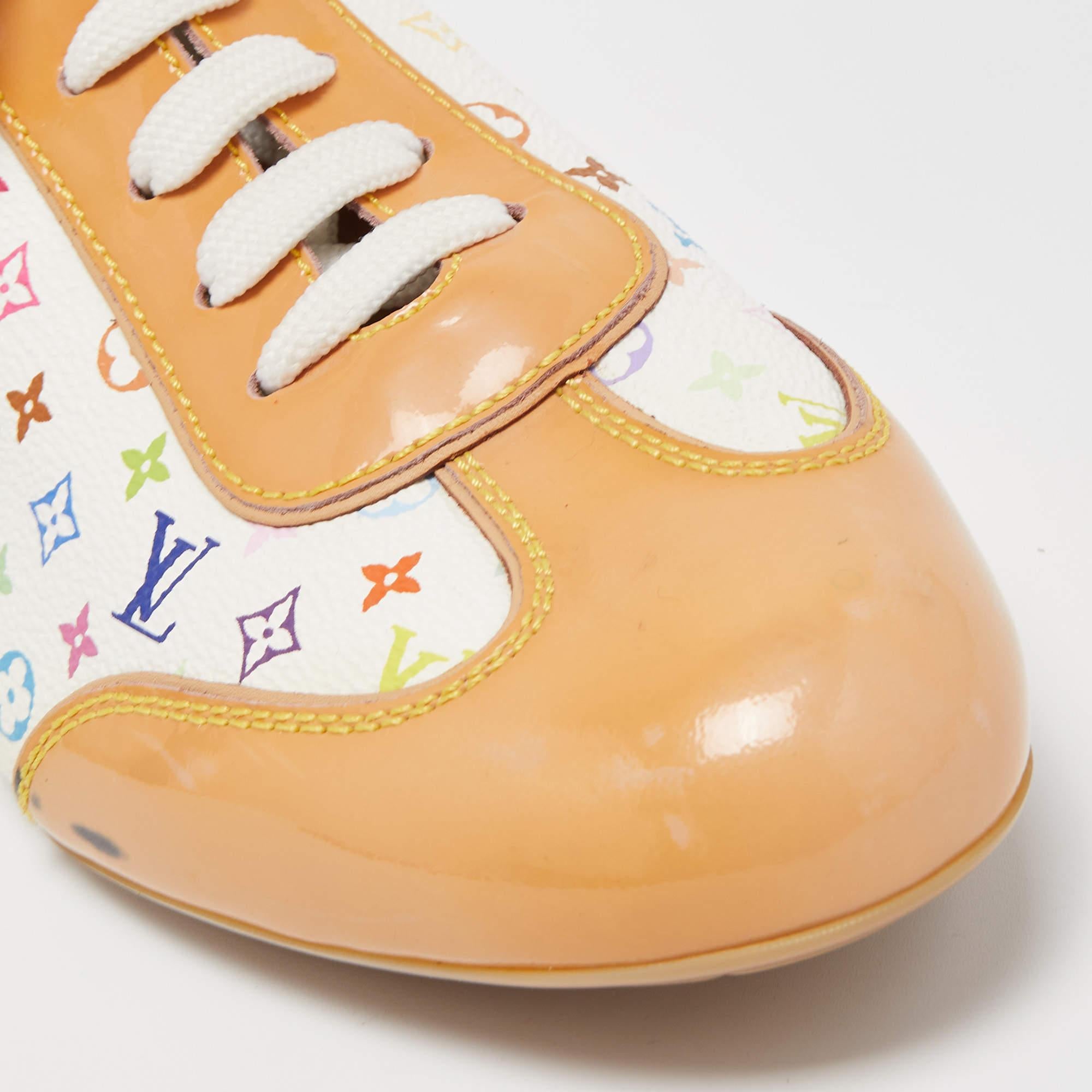Louis Vuitton Multicolor Monogram Canvas And Patent Leather Low Top Sneakers Siz For Sale 2
