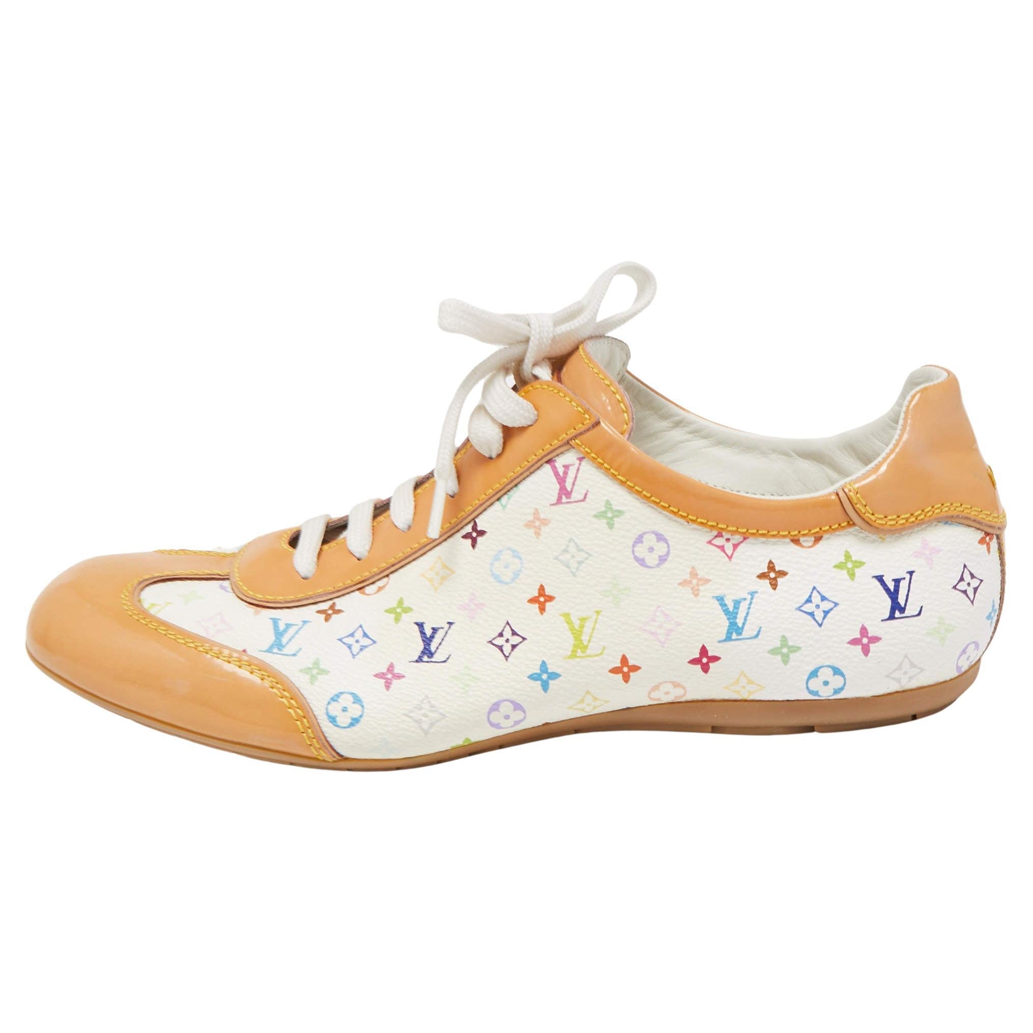 Louis Vuitton Multicolor Monogram Canvas And Patent Leather Low Top Sneakers Siz For Sale