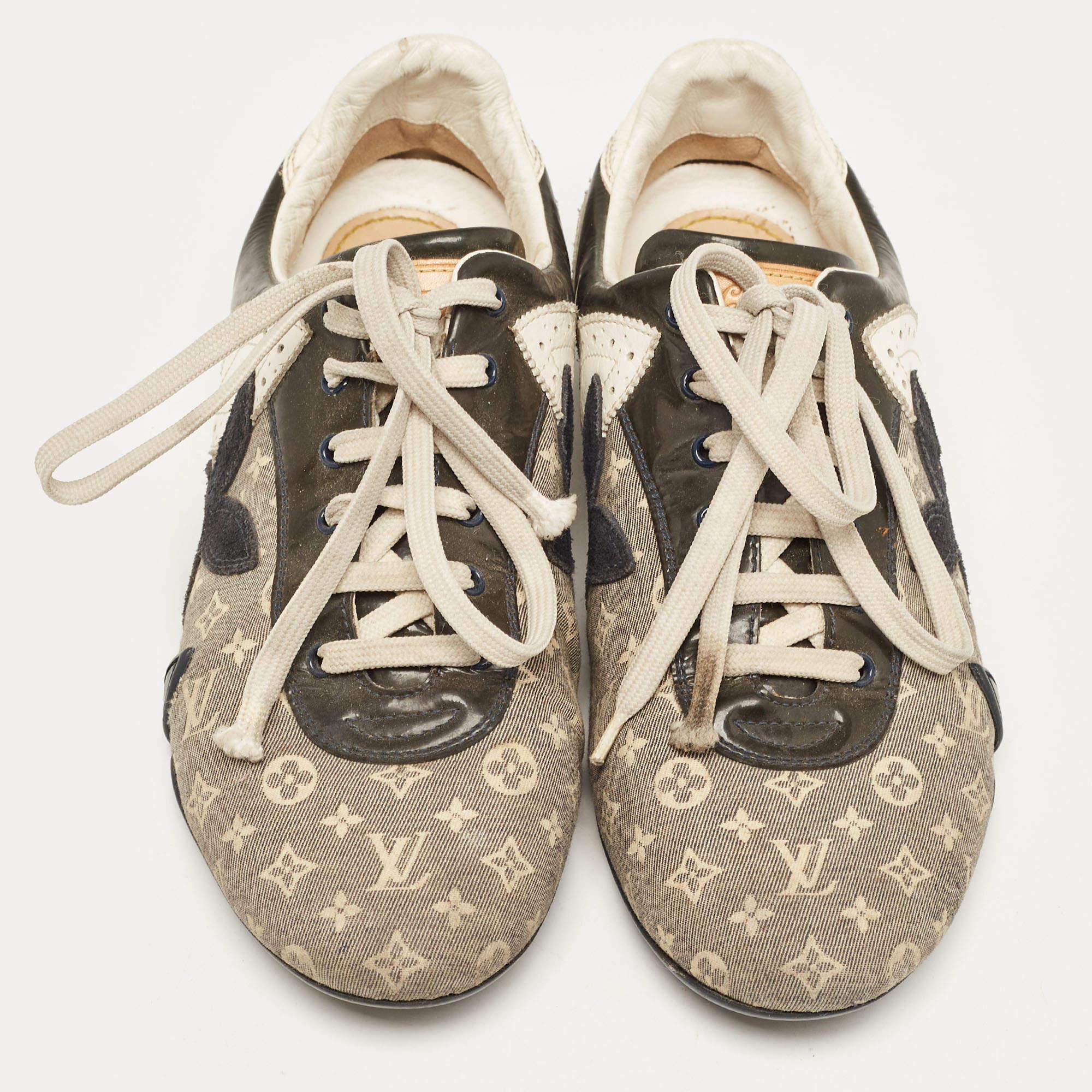 Louis Vuitton Multicolor Monogram Canvas And Patent Leather, Suede Low Top Sneak For Sale 1