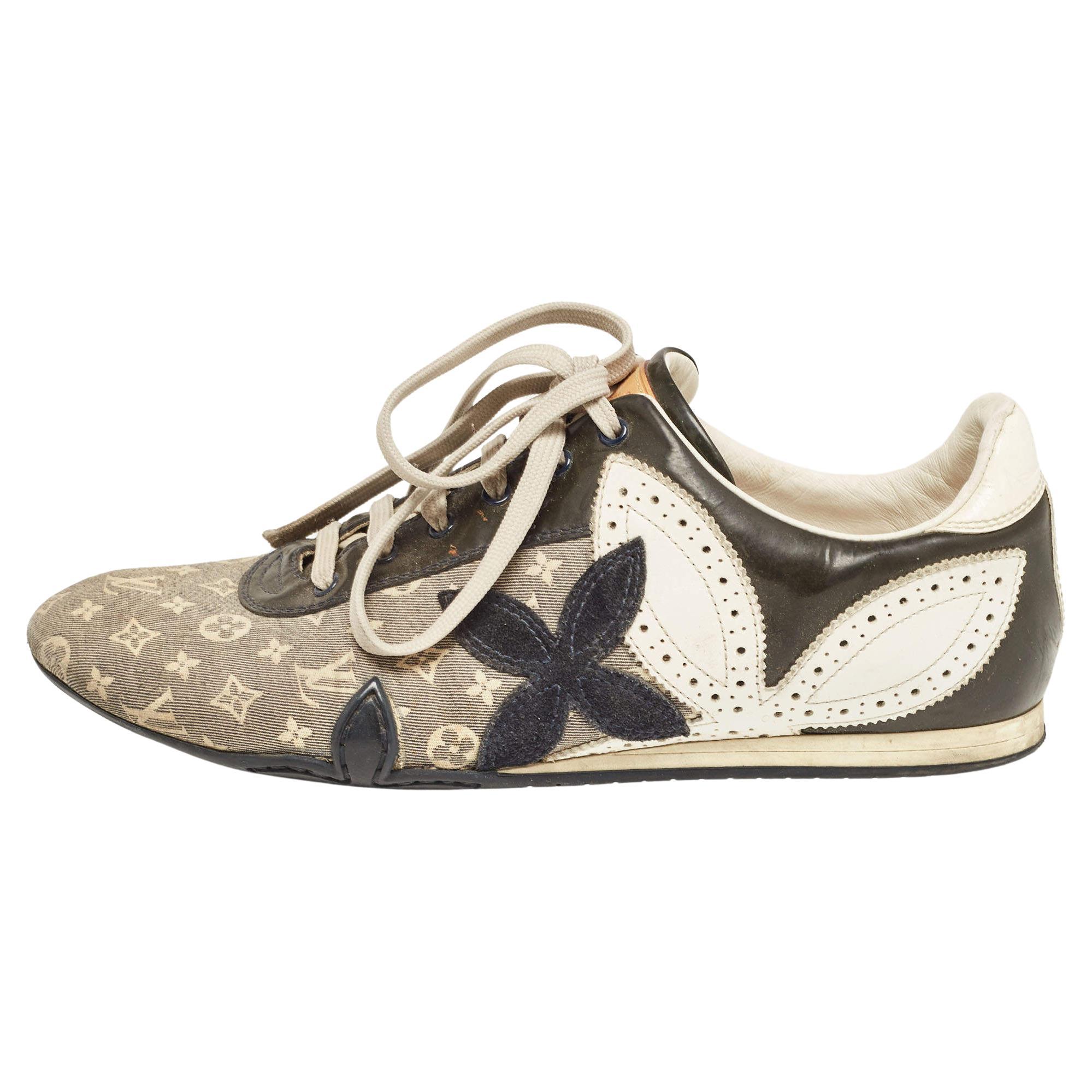 Louis Vuitton Multicolor Monogram Canvas And Patent Leather, Suede Low Top Sneak For Sale