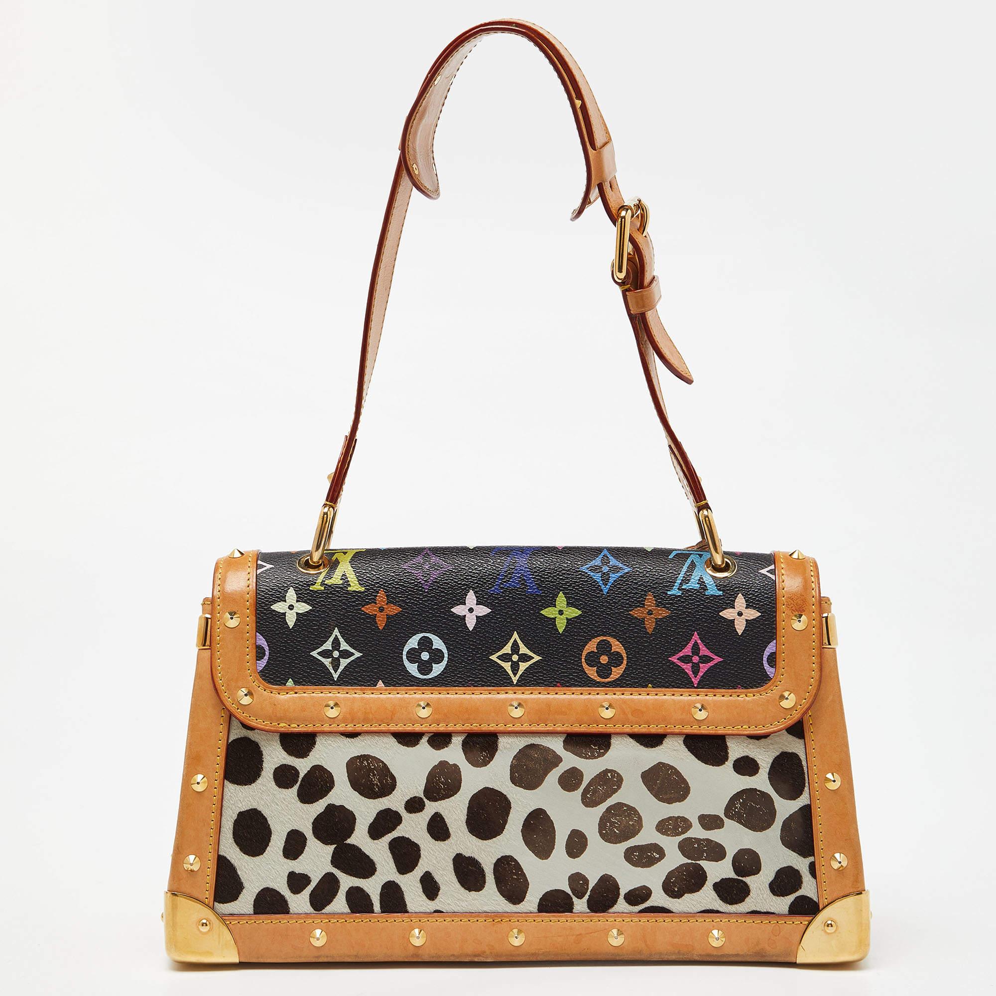 The multicolor monogram was created by the Japanese designer Takashi Murakami for Louis Vuitton in 2003. The monogram canvas, paired with Dalmatian printed calf hair, adds a unique touch to this Sac Rabat. It's worth investing in.

