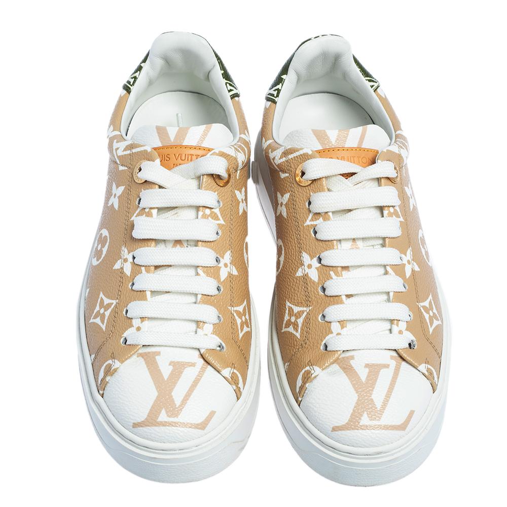 Louis Vuitton's timeless aesthetic and stellar craftsmanship in shoemaking is evident in these classic sneakers. They are made from monogram-coated canvas and elevated by the monogram motifs on the counters. Finished off with laced-up vamps, you