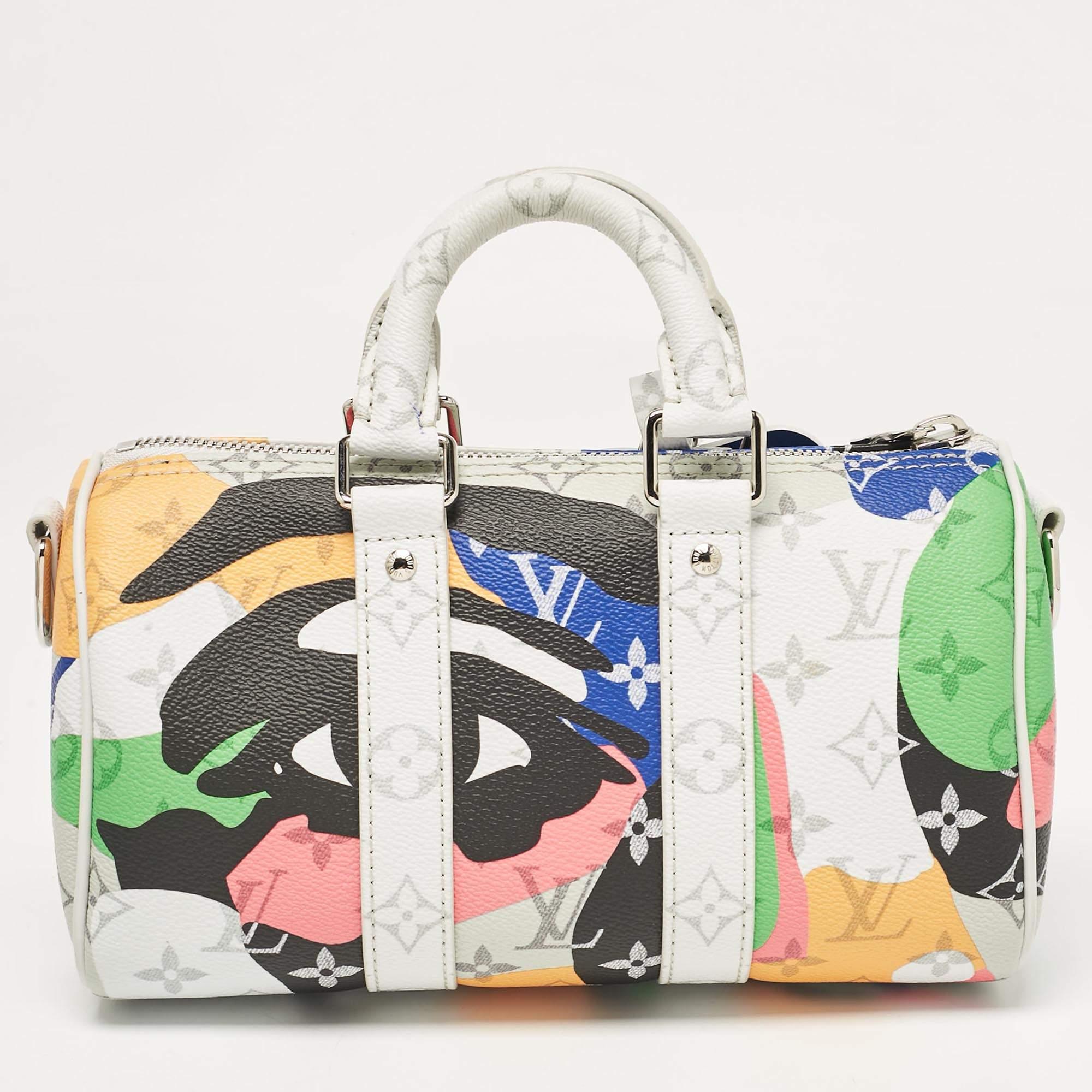 Louis Vuitton Multicolor Monogram Canvas Keepall Bandoulière 25 Bag In Excellent Condition For Sale In Dubai, Al Qouz 2