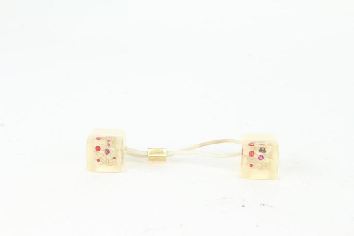 Louis Vuitton Multicolor Monogram Inclusion Resin Hair Cubes 013lv20 In Good Condition In Dix hills, NY
