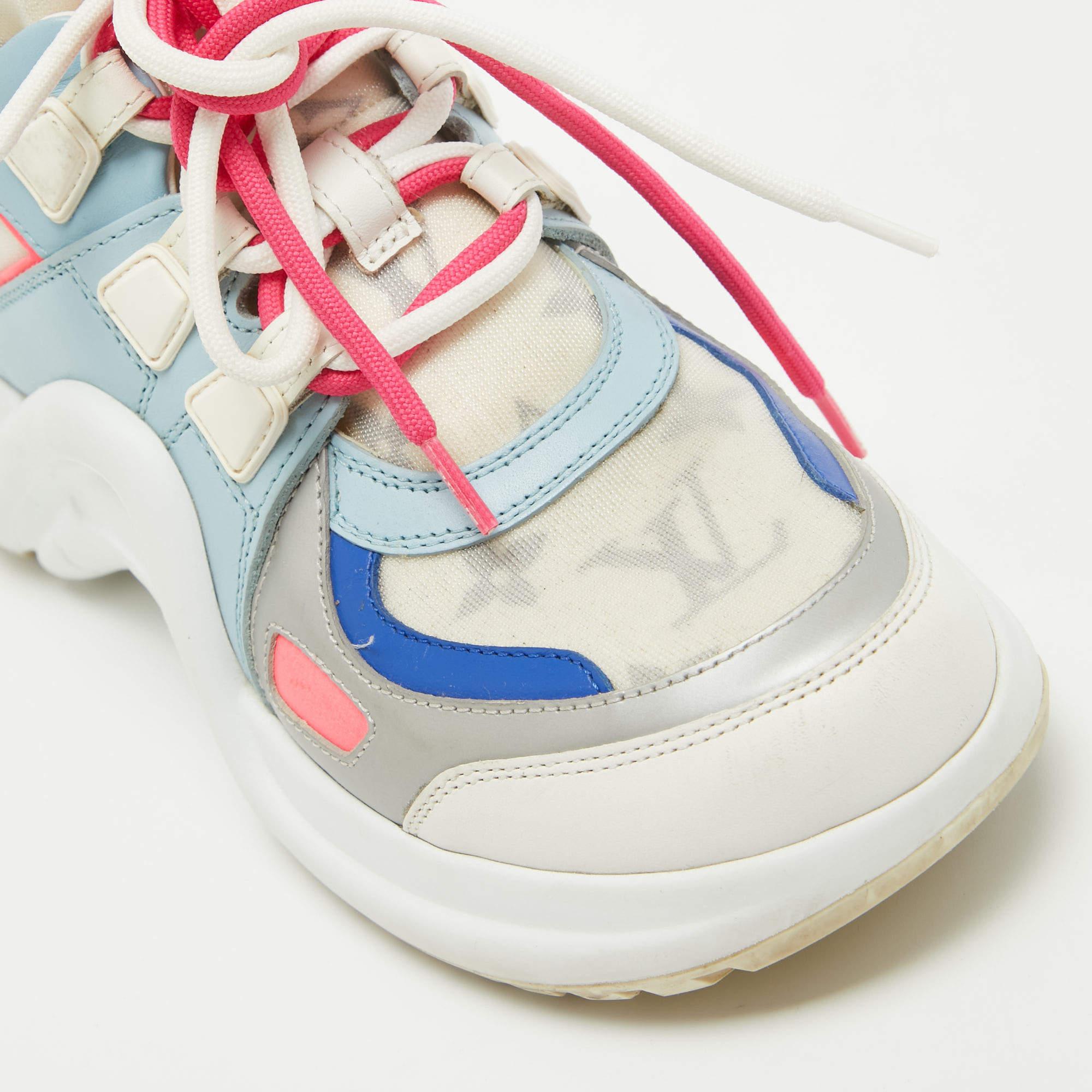 Louis Vuitton Multicolor Monogram Mesh and Leather Archlight Sneakers Size 36 For Sale 2