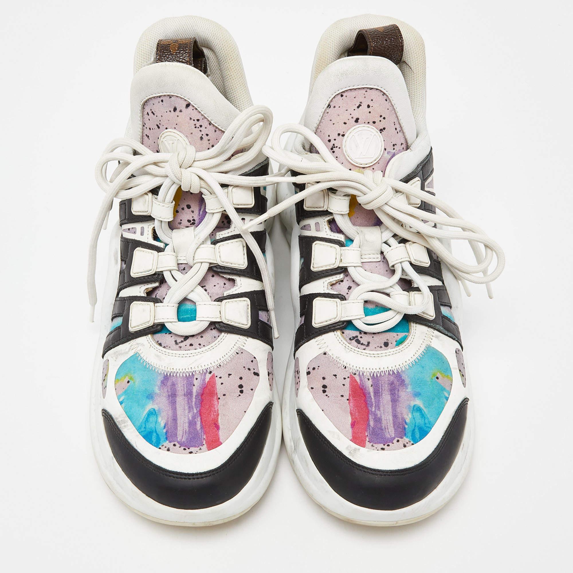 Gray Louis Vuitton Multicolor Nylon and Leather Archlight Sneakers  For Sale