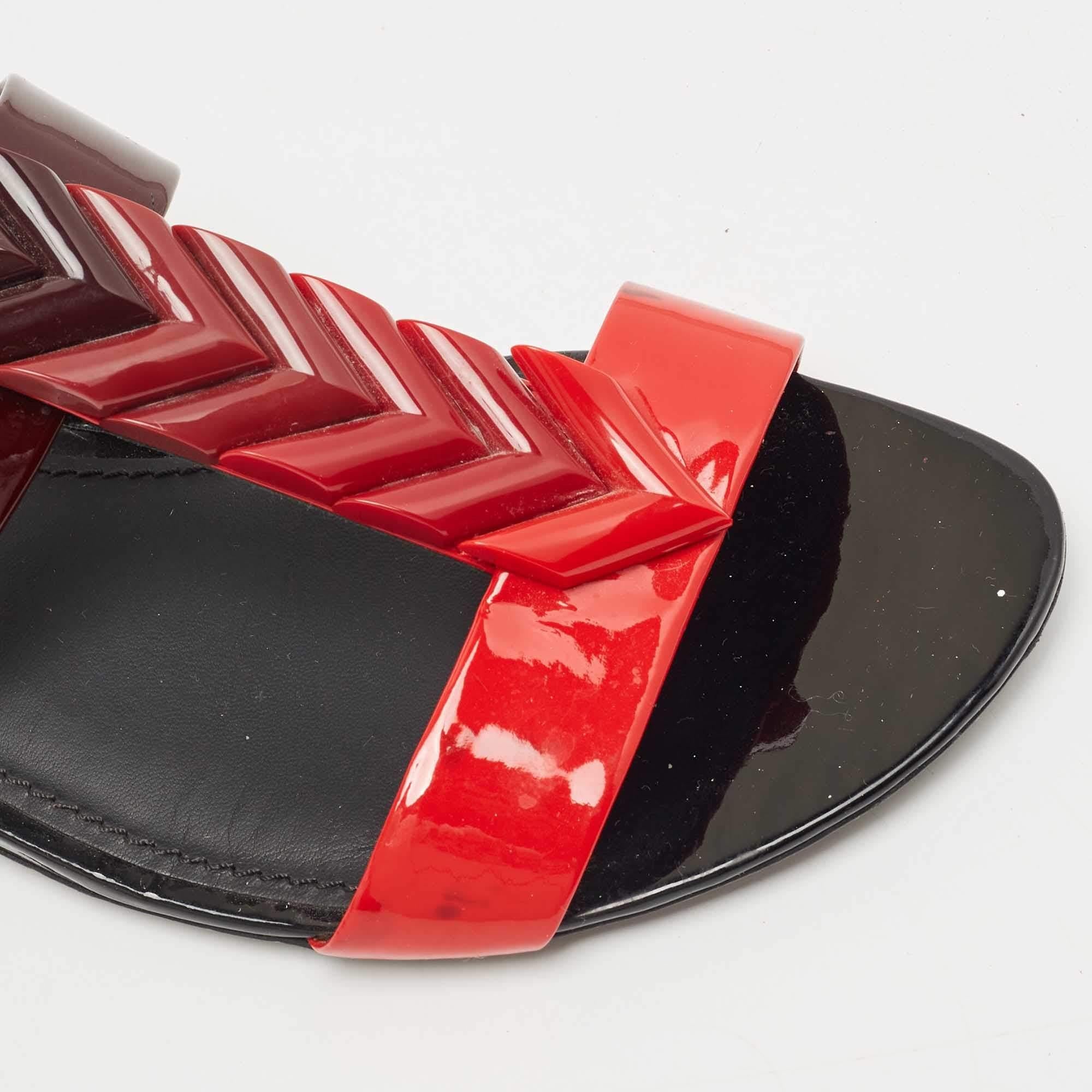 Louis Vuitton Multicolor Patent Leather Ankle Strap Flat Sandals Size 37.5 2
