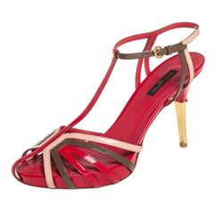 Louis Vuitton Multicolor Patent Leather Platform T Strap Sandals Size 37