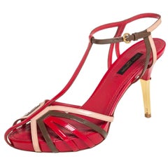 Louis Vuitton Multicolor Patent Leather Platform T Strap Sandals Size 37