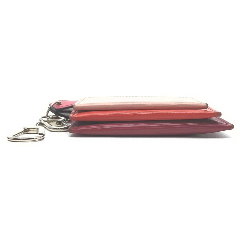 Louis Vuitton Multicolor Pink Epi Leather Trio Card Case Wallet Keychain 863137 For Sale 1