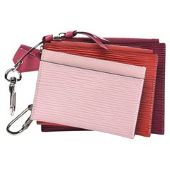 Louis Vuitton Multicolor Pink Epi Leather Trio Card Case Wallet Keychain 863137