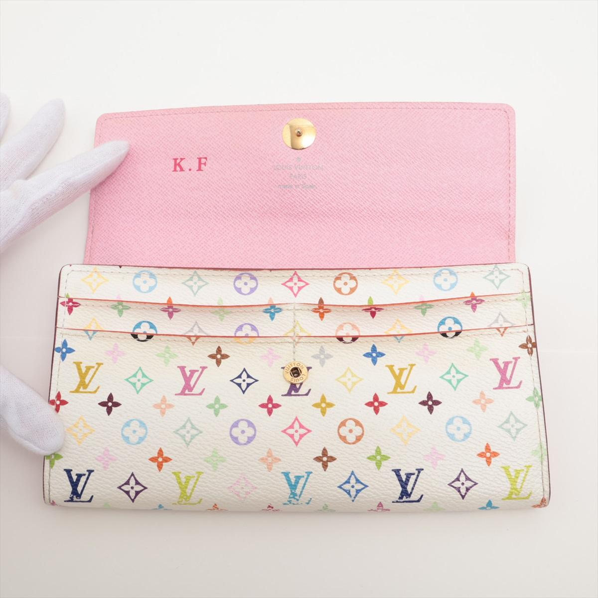 Women's Louis Vuitton Multicolor Sarah Long Wallet Pink