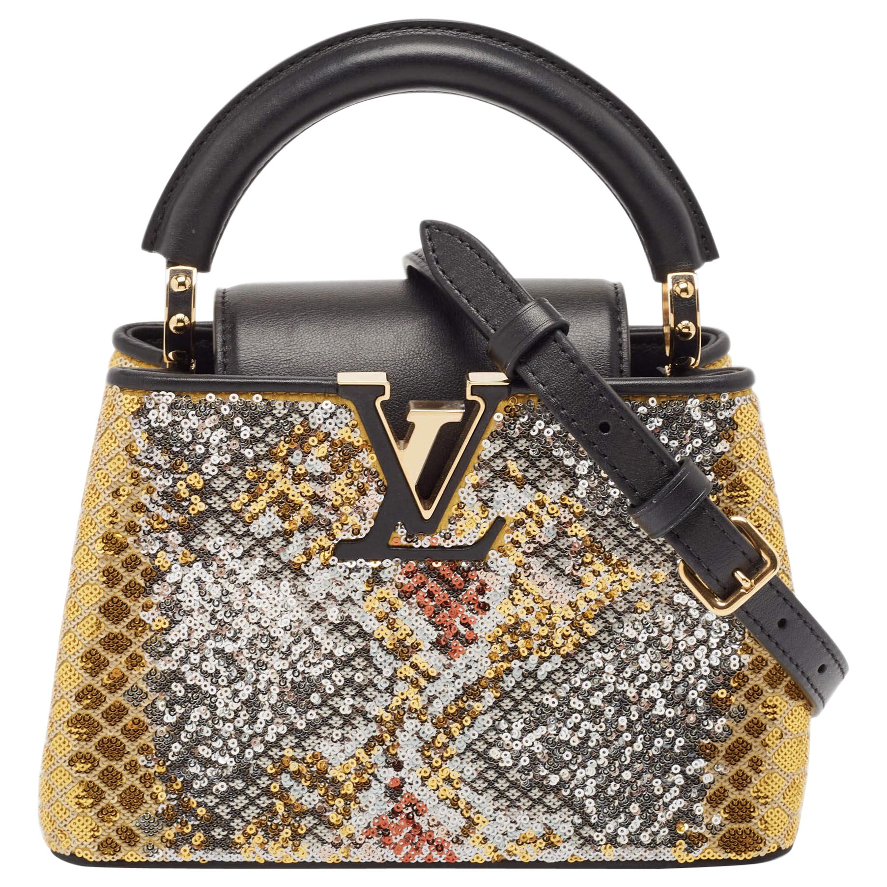 Louis Vuitton Multicolor Sequin and Leather Mini Capucines Bag