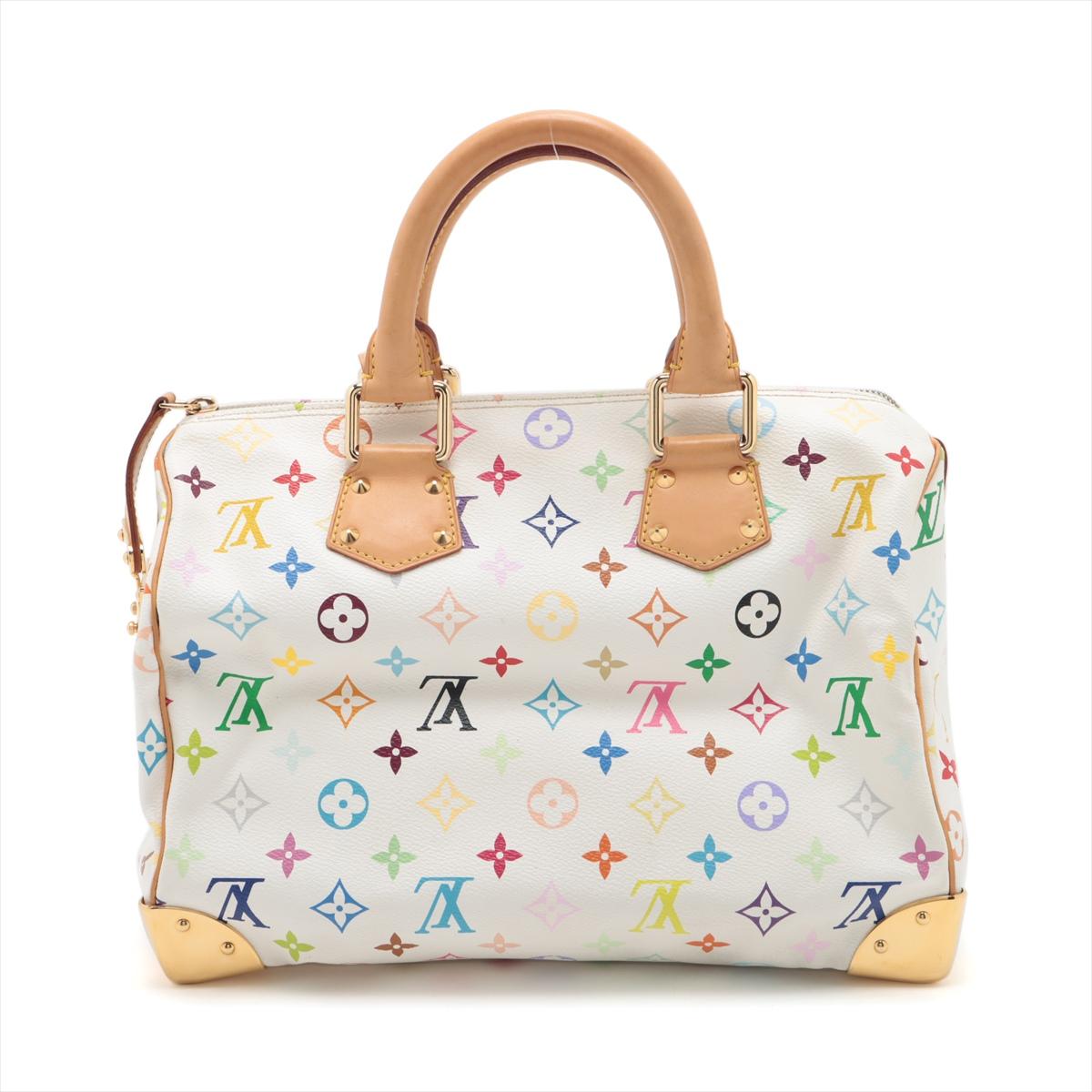 Louis Vuitton Multicolor Speedy 30 White In Good Condition For Sale In Indianapolis, IN