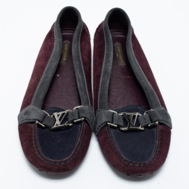 Louis Vuitton Multicolor Suede Loafers Size 39.5 In Good Condition For Sale In Dubai, Al Qouz 2