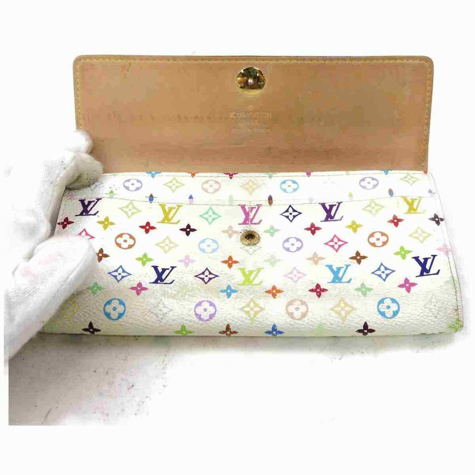 Louis Vuitton Multicolor White Sarah Long Wallet Portefeuille 867364 In Good Condition In Dix hills, NY