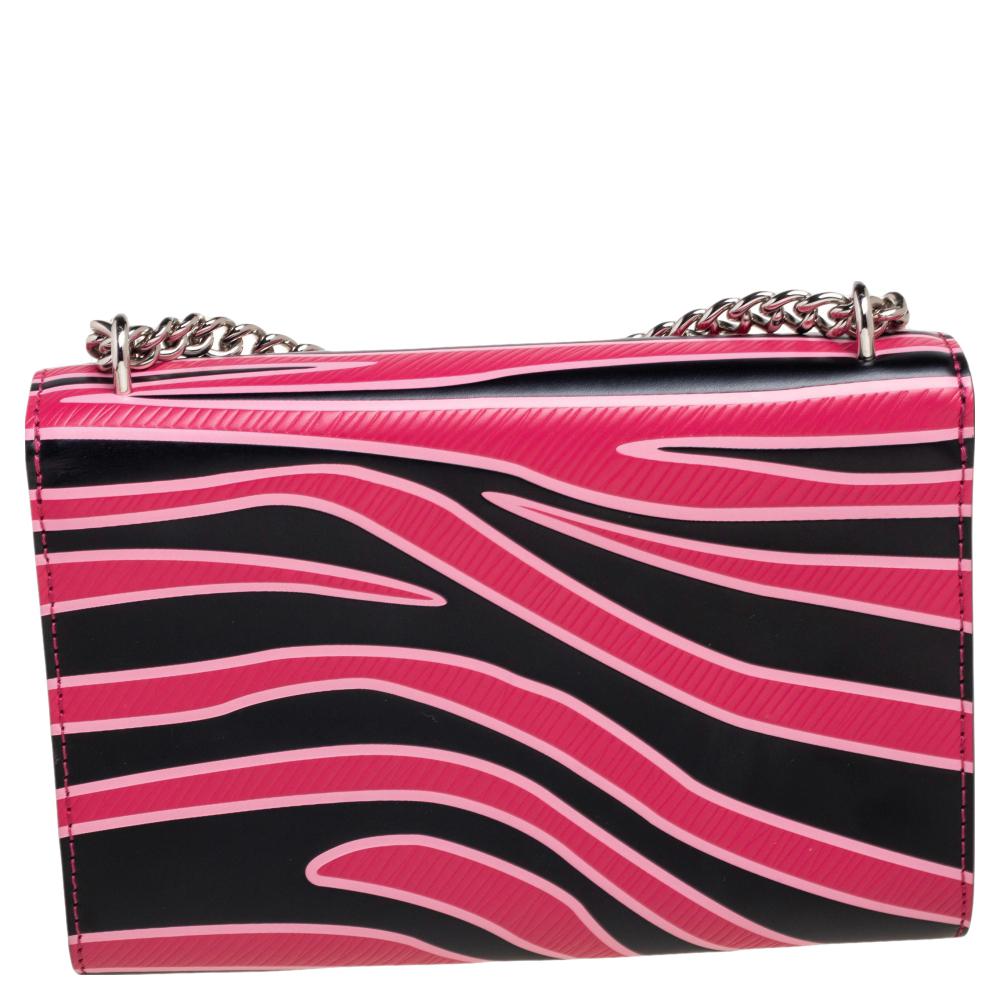 Pink Louis Vuitton Multicolor Zebra Print Leather Chain Louise MM Bag