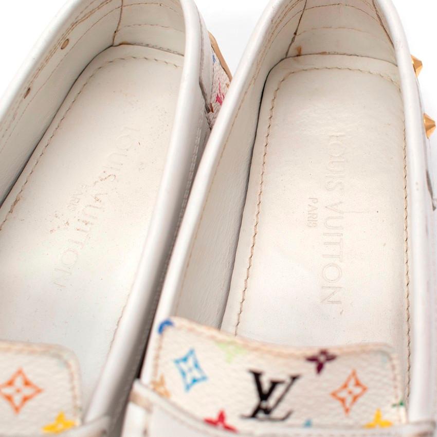 Louis Vuitton Multicolore Monogram White Leather Loafers - US 37 In Excellent Condition For Sale In London, GB