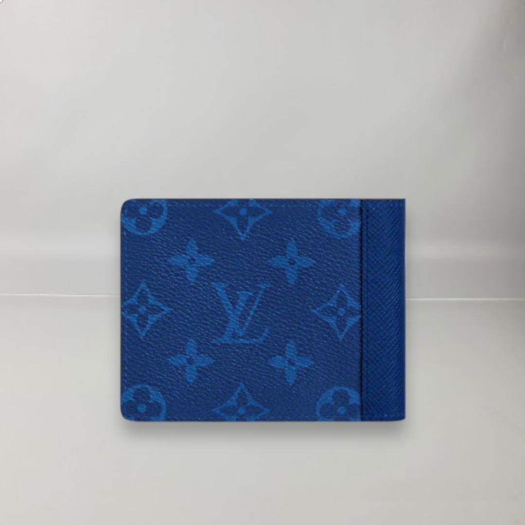 Louis Vuitton Multiple Wallet Navy Clue Taïga Cowhide Leather For Sale