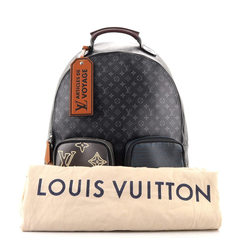 LV Louis Vuitton Vintage Letter Print Patchwork Color Backpack School
