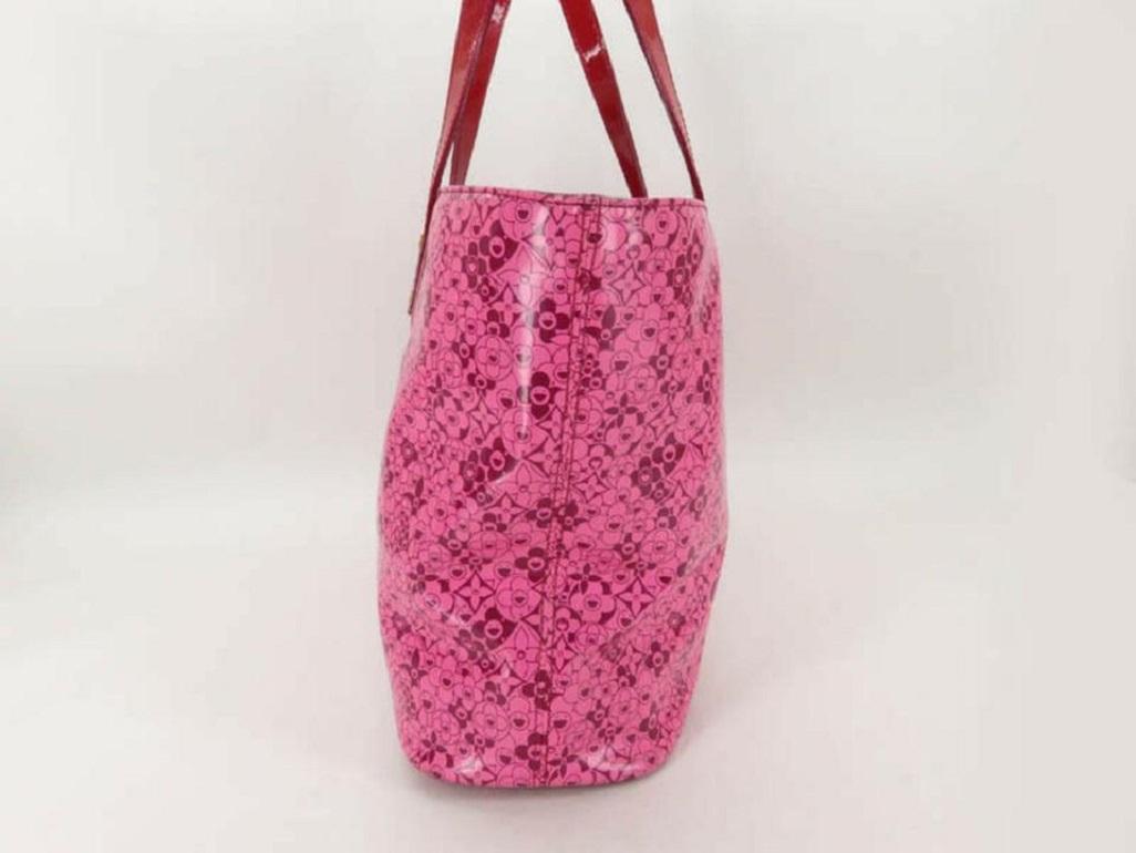 Louis Vuitton Murakami Cosmic Blossom Pm 870012 Pink Leather Tote 3