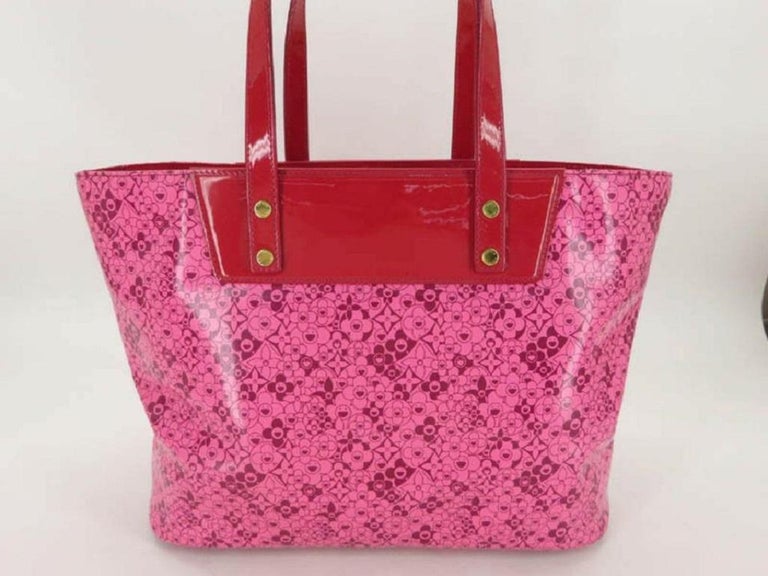 Louis Vuitton Murakami Cosmic Blossom Pm 870012 Pink Leather Tote For Sale 7