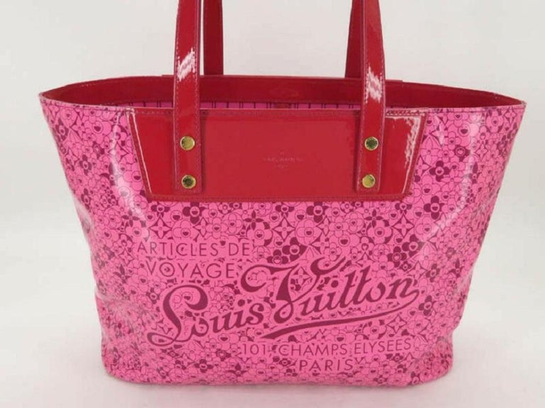 Louis Vuitton Murakami Cosmic Blossom Pm 870012 Pink Leather Tote For Sale 2