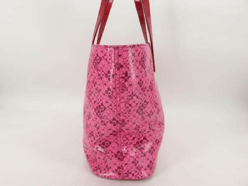 Louis Vuitton Murakami Cosmic Blossom Pm 870012 Pink Leather Tote 2
