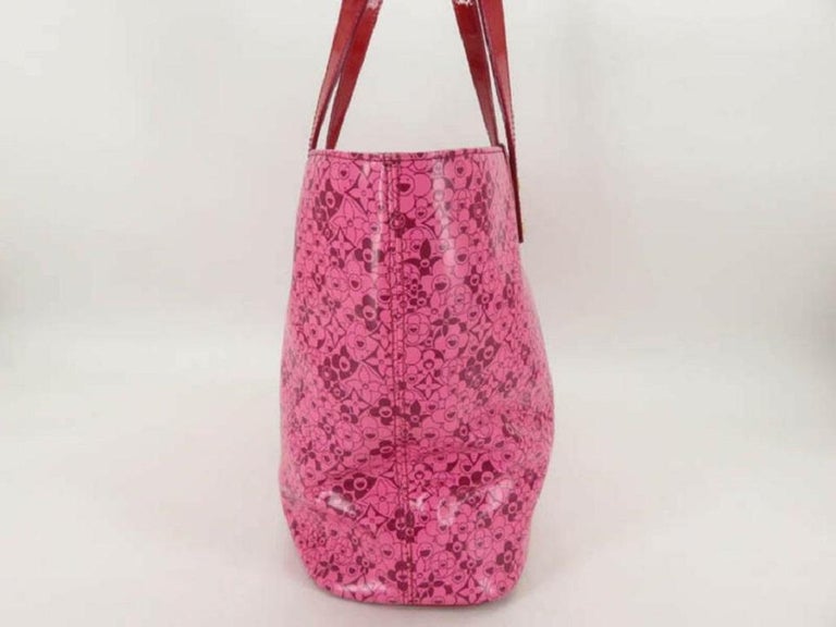Louis Vuitton Murakami Cosmic Blossom Pm 870012 Pink Leather Tote For Sale 5