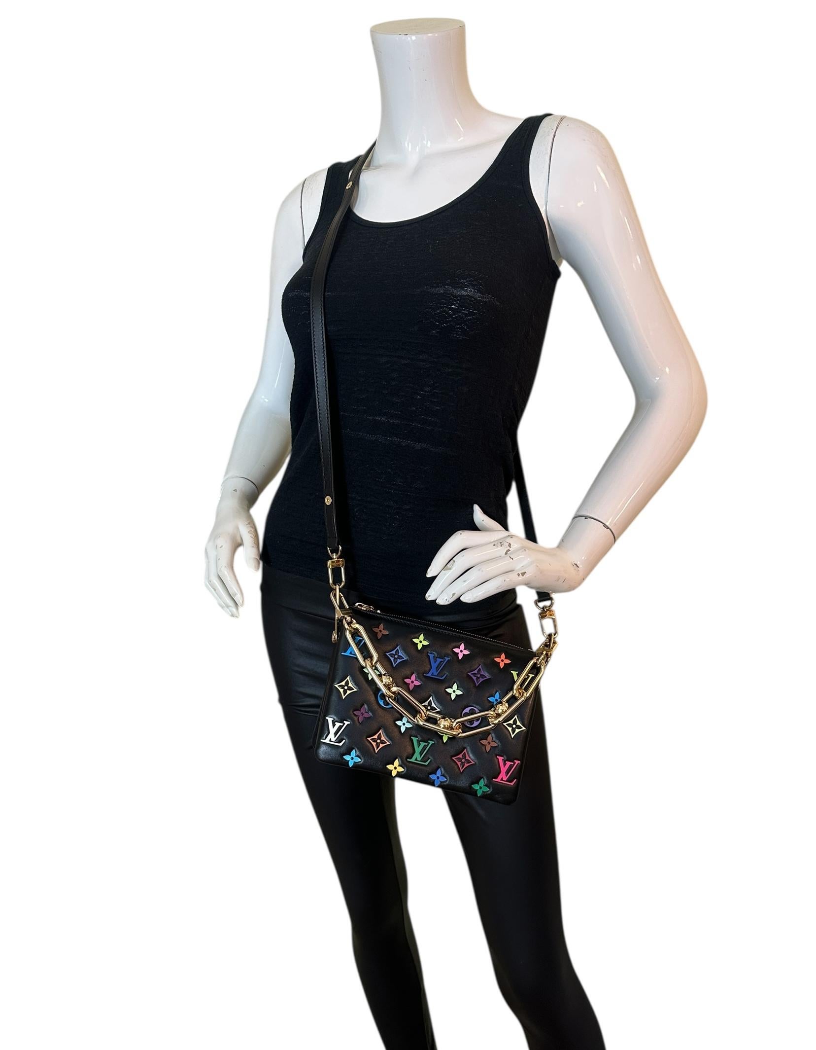 Nero Louis Vuitton Murakami LV X TM in pelle d'agnello goffrata Monogram BB Crossbody in vendita