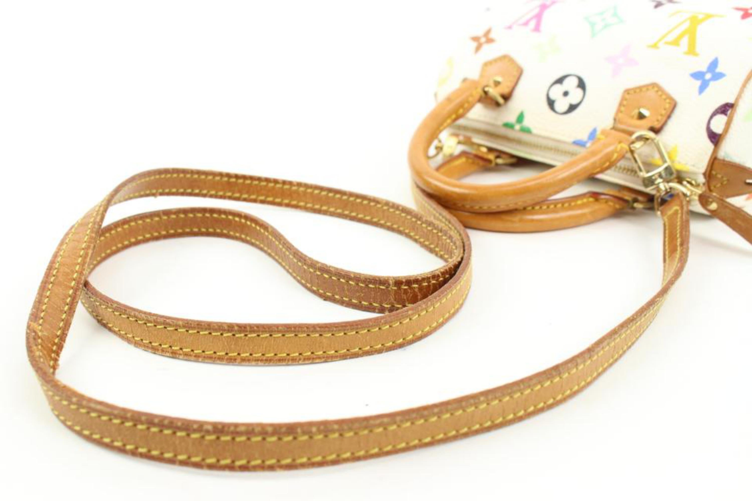 Beige Louis Vuitton Murakami Monogram Multicolor Blanc Mini Speedy HL with Strap s28lv