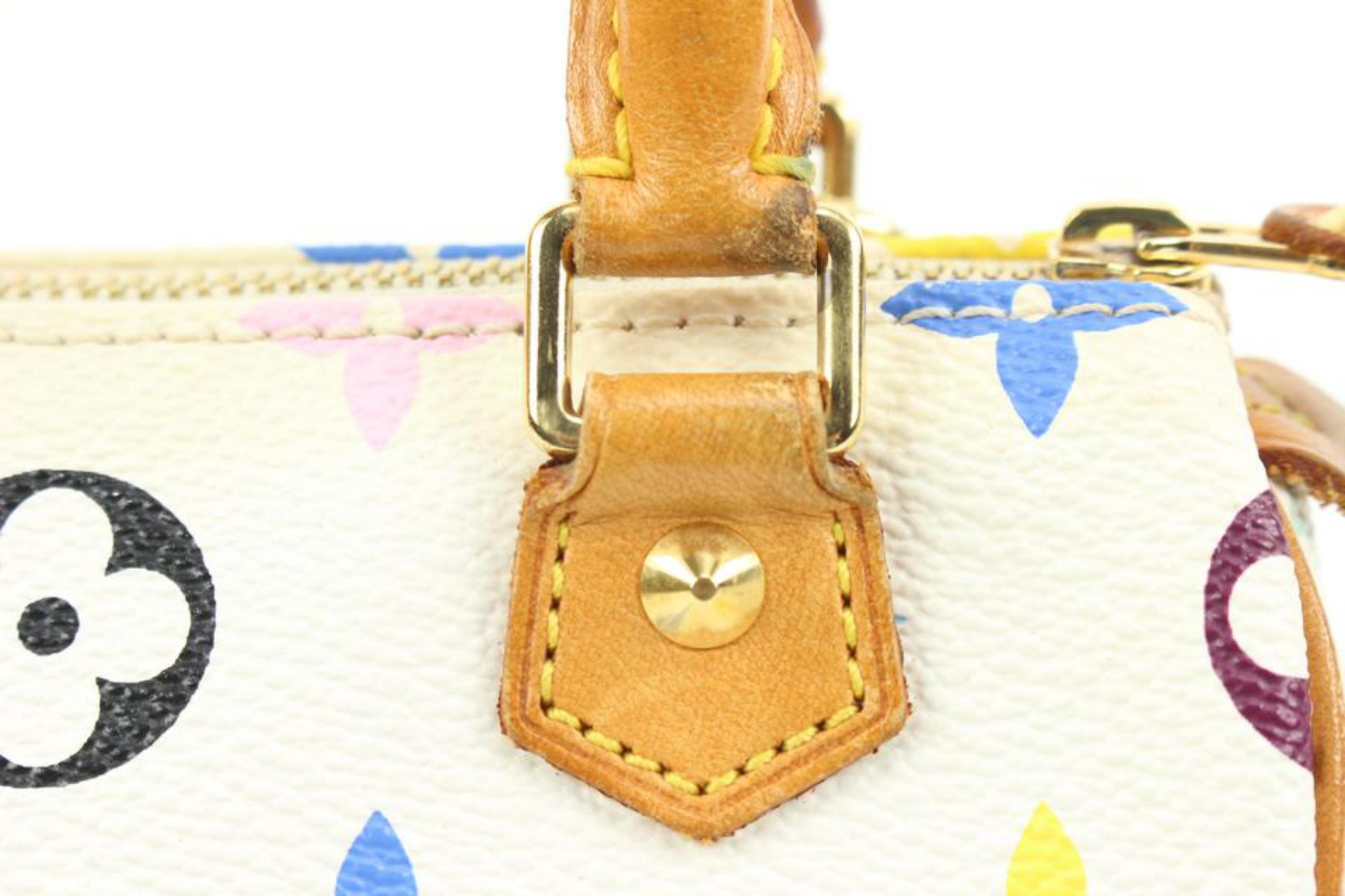 Women's Louis Vuitton Murakami Monogram Multicolor Blanc Mini Speedy HL with Strap s28lv