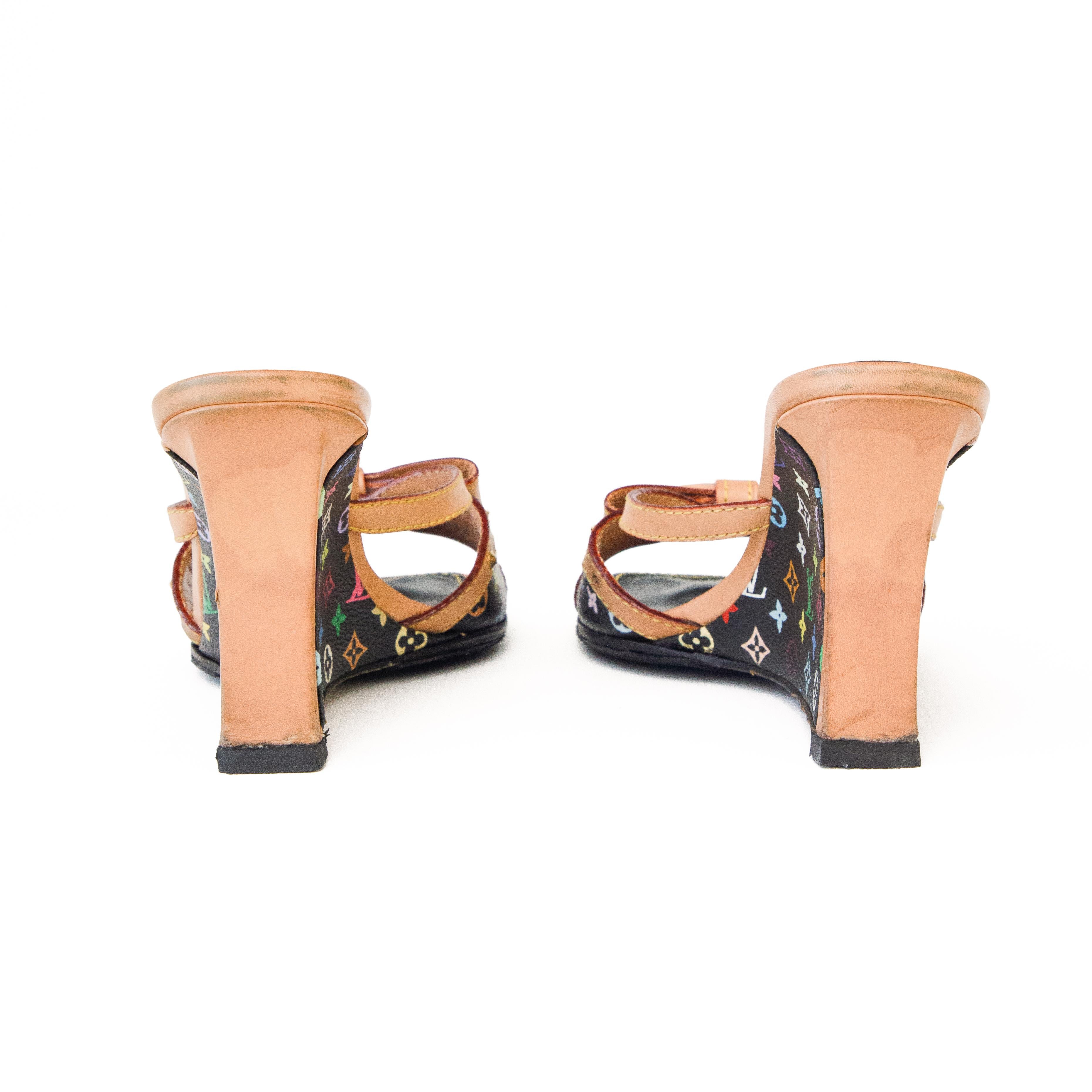 Tacones altos de cuña con monograma Louis Vuitton Murakami talla 37.5 en Bastante bueno Estado en London, GB