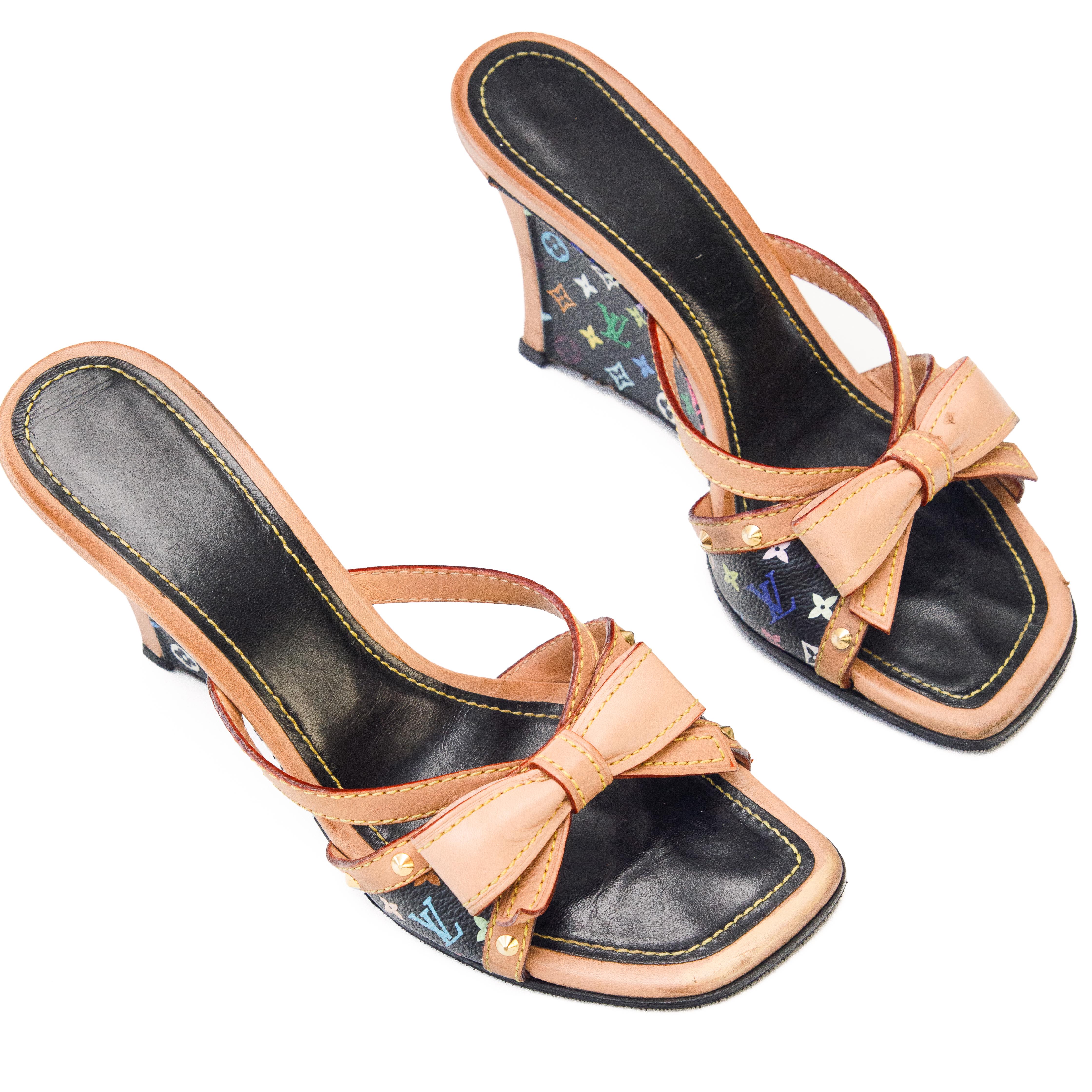 De las mujeres Tacones altos de cuña con monograma Louis Vuitton Murakami talla 37.5
