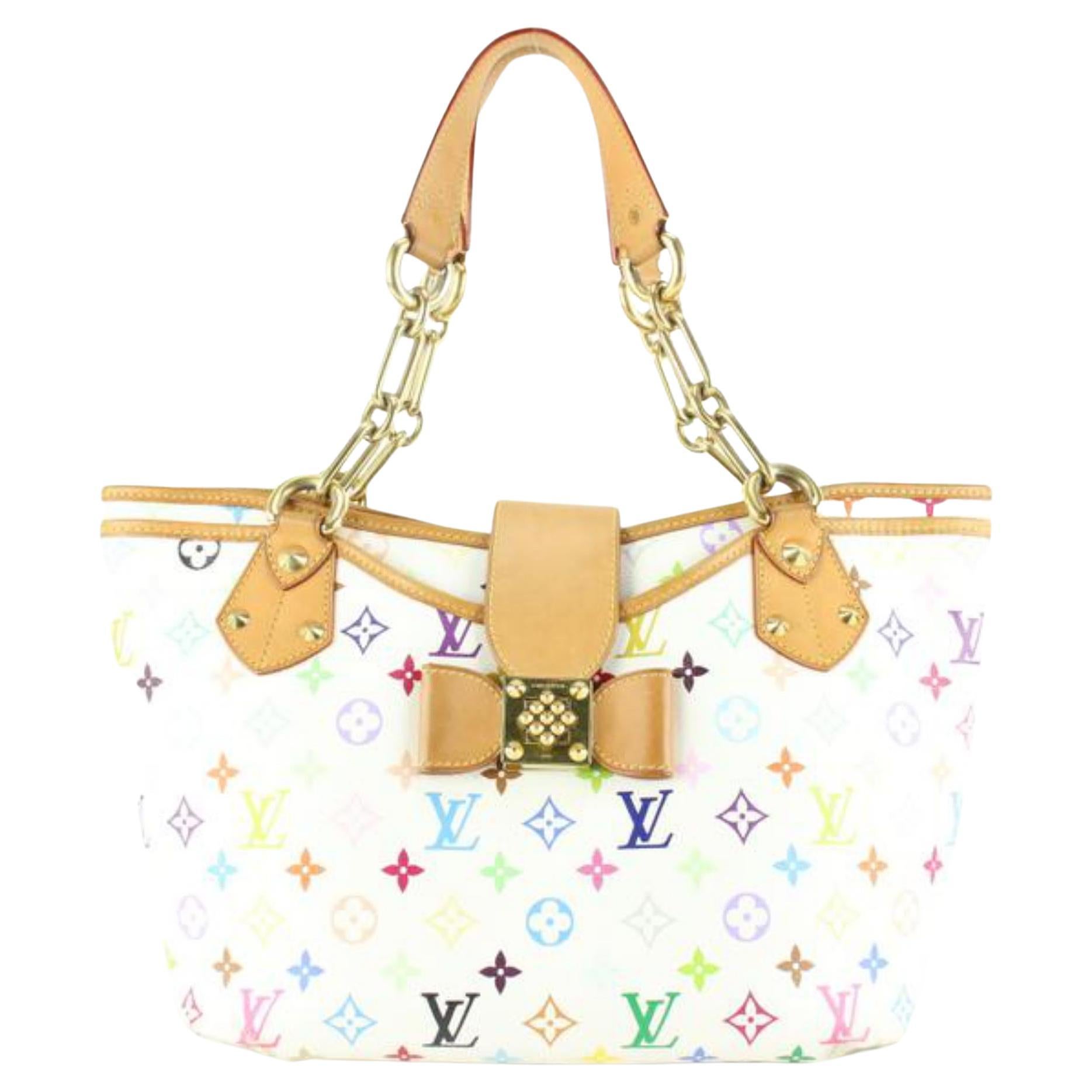 Louis Vuitton Murakami Monogram White Multicolor Annie GM Chain Tote Bag 47lk725