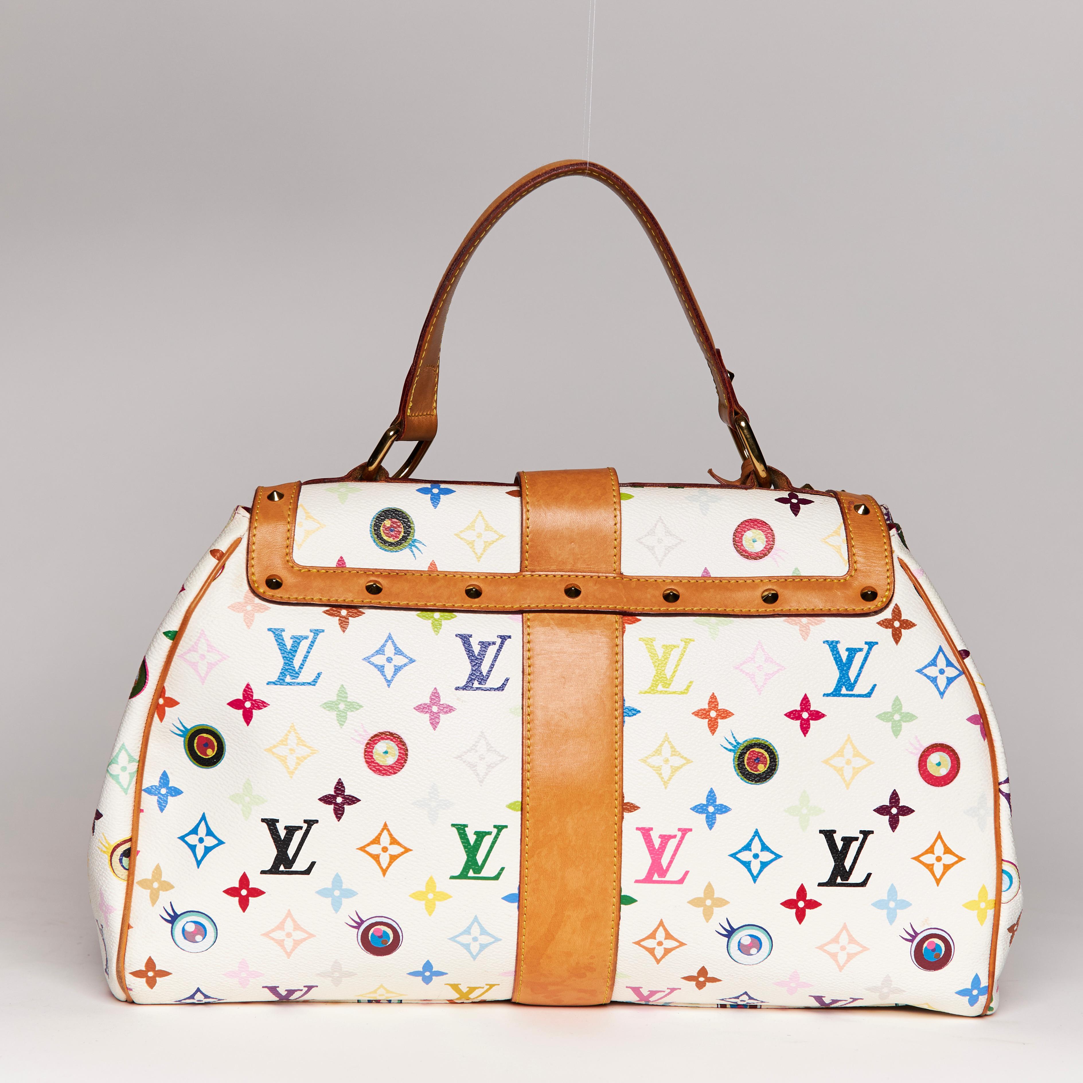 Louis Vuitton Murakami Multicolor Monogramm Eye Love You Sac Retro GM (2003) SELTEN (Beige) im Angebot