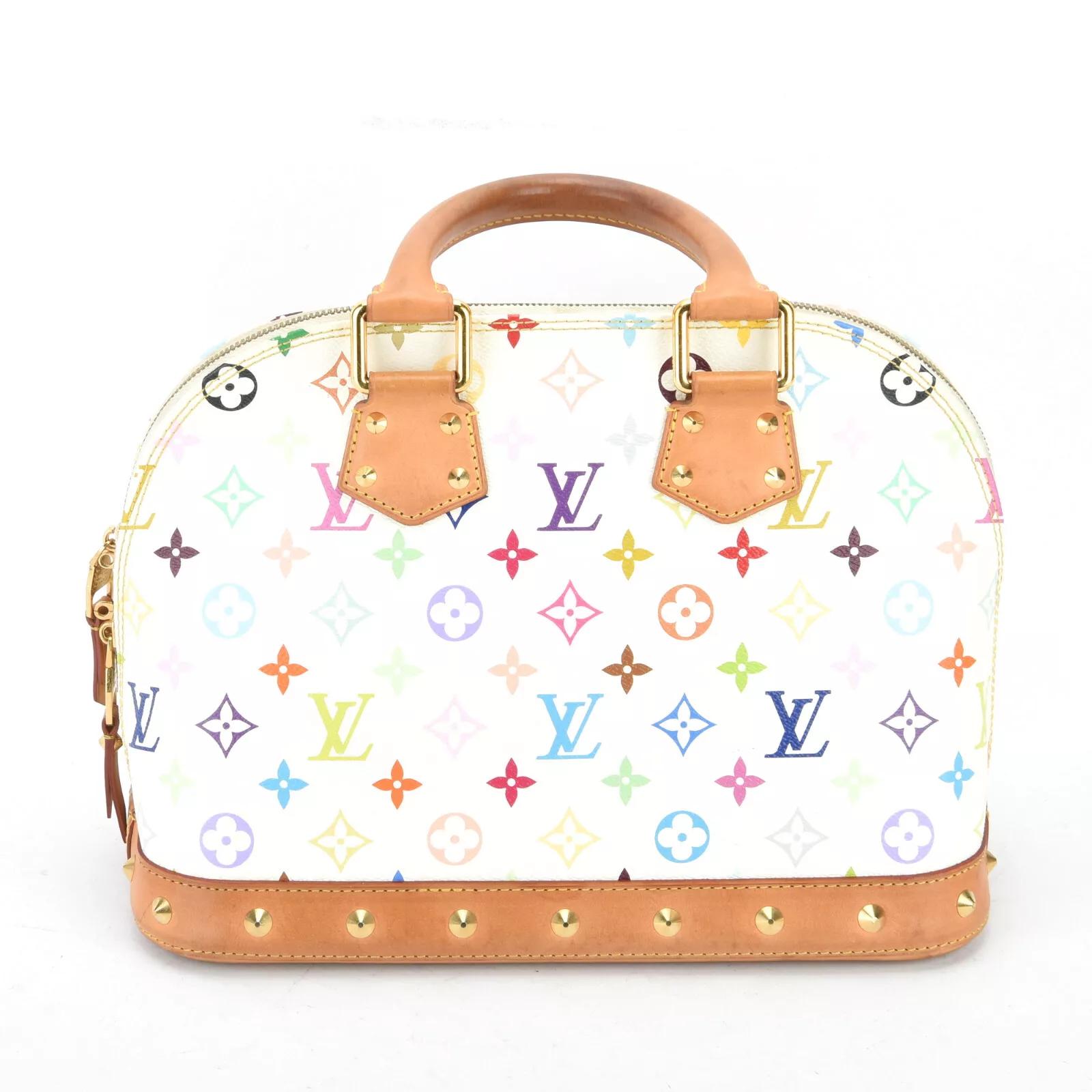 The Japanese pop artist Takashi Murakami worked to revamp the traditional monogram toile and give it a splash of colour. He created a new vibrant canvas with 33 colours on white canvas as seen in this Greta shoulder bag.

This bag is made of white