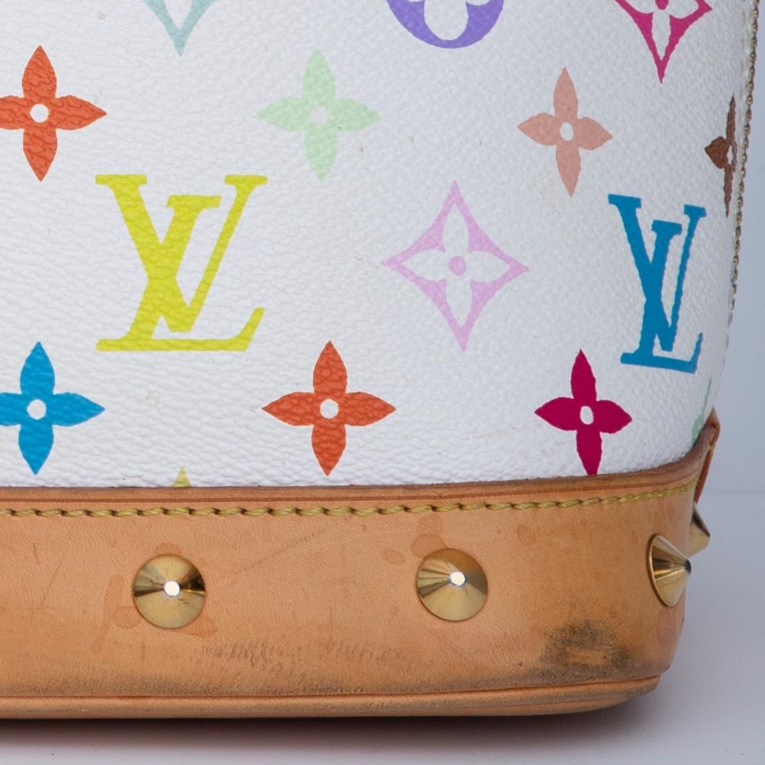 Louis Vuitton Murakami White Monogram Multicolor Alma MM Bag (2004) For Sale 5