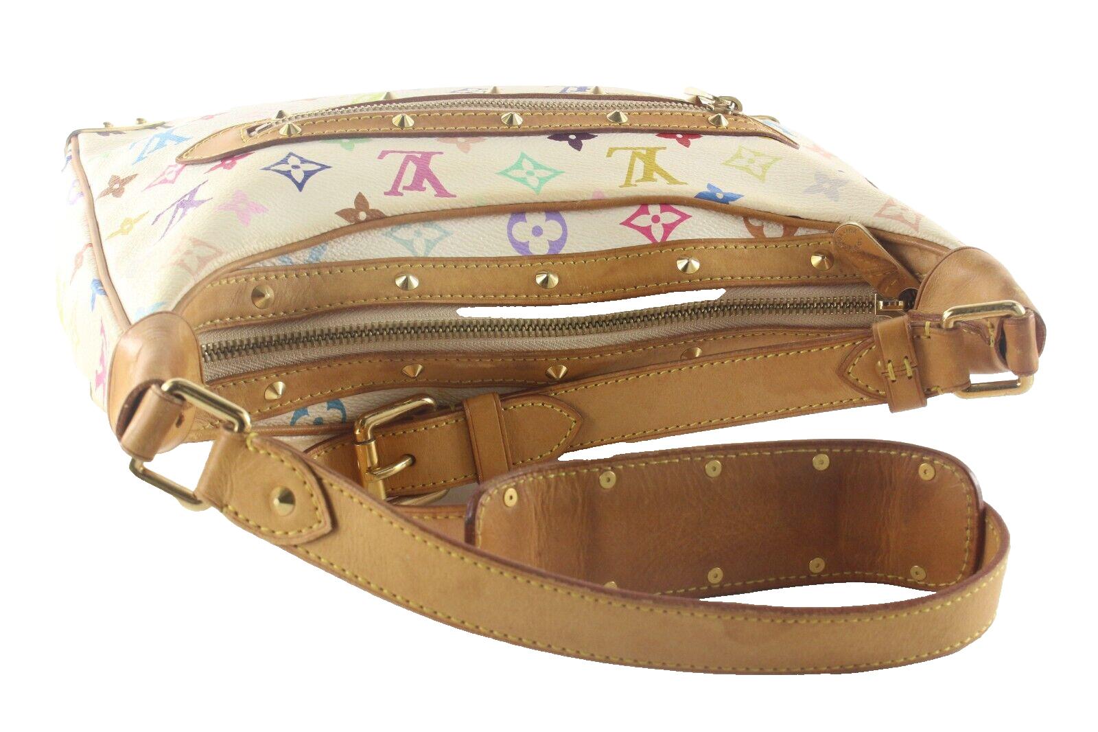 Louis Vuitton Murakami White Monogram Multicolor Boulogne Hobo 3LV118K In Good Condition For Sale In Dix hills, NY