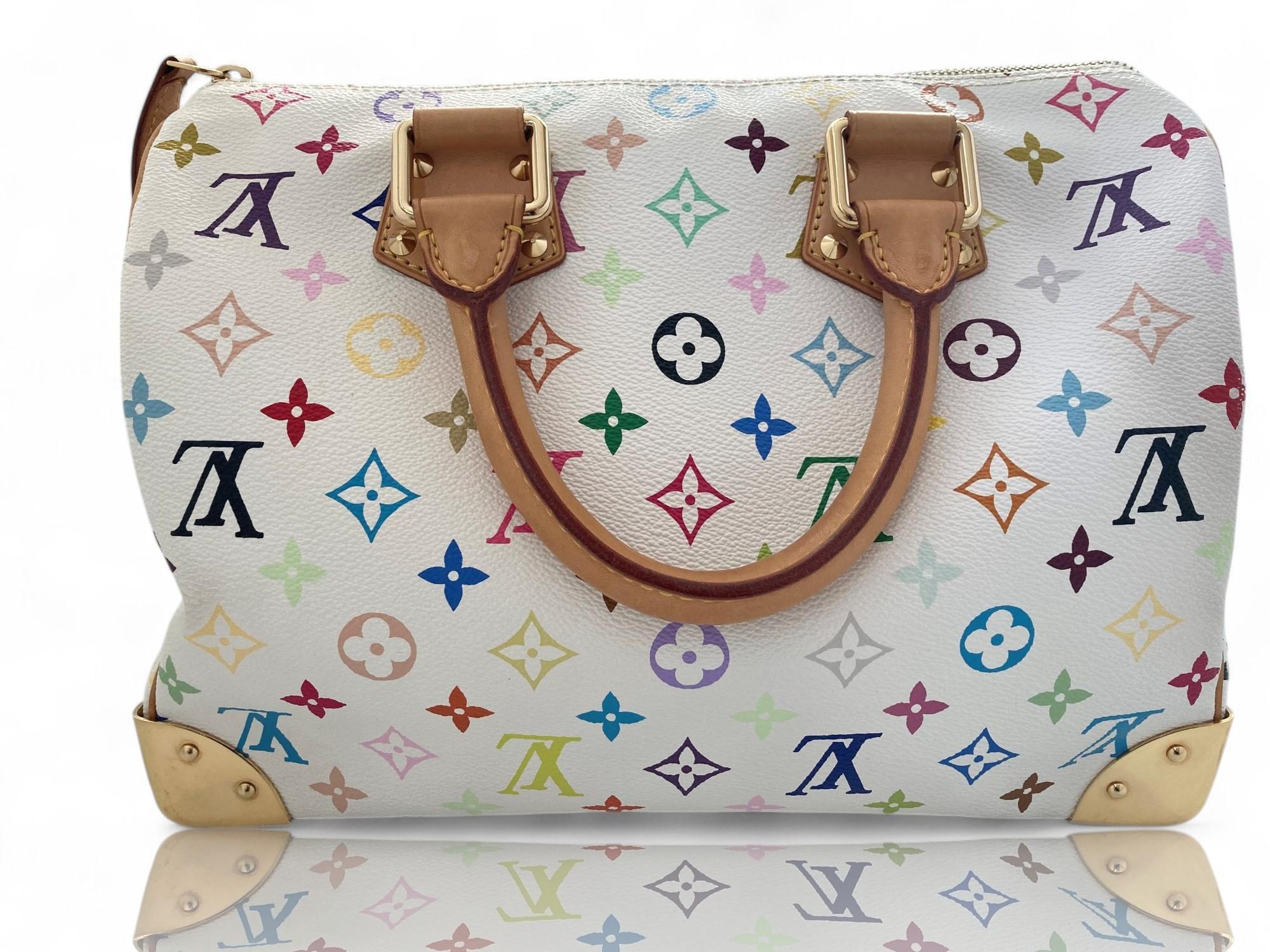 Louis Vuitton Murakami - Sac Speedy 30 blanc monogrammé multicolore Excellent état - En vente à GOES, NL