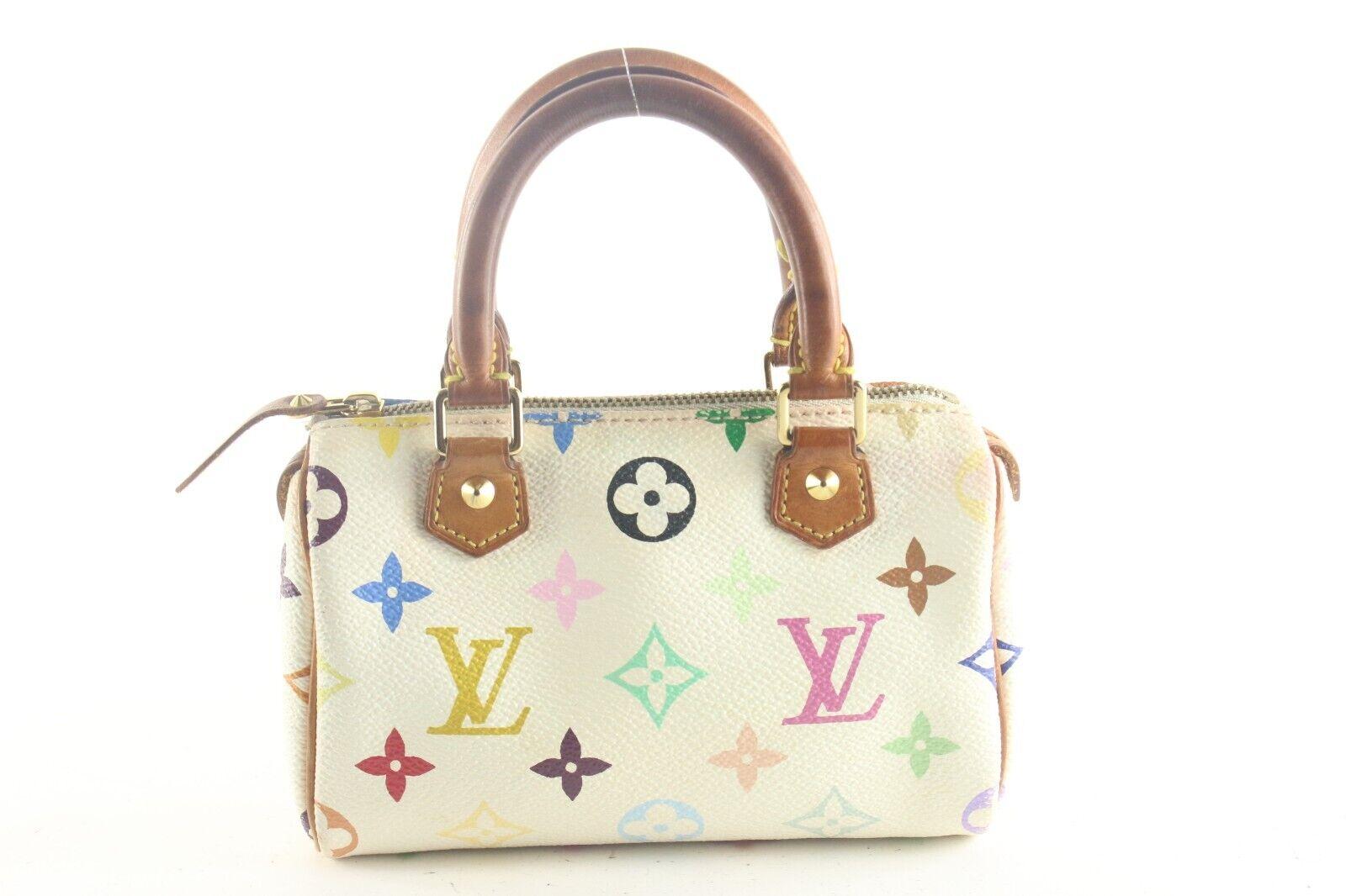 Louis Vuitton Murakami Weißer mehrfarbiger Monogramm Mini Speedy HL Nano 3LK810K im Angebot 8