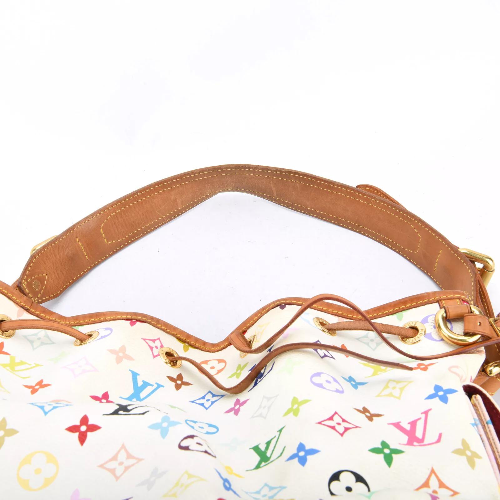 Louis Vuitton Murakami White Multicolor Monogram Petit Noe Bag PM For Sale 9