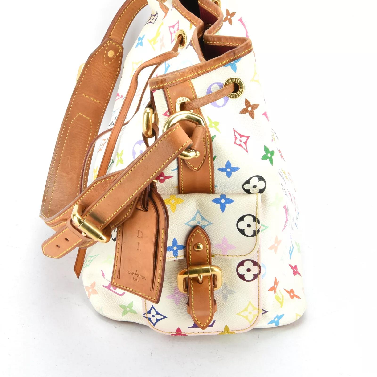 Women's Louis Vuitton Murakami White Multicolor Monogram Petit Noe Bag PM For Sale