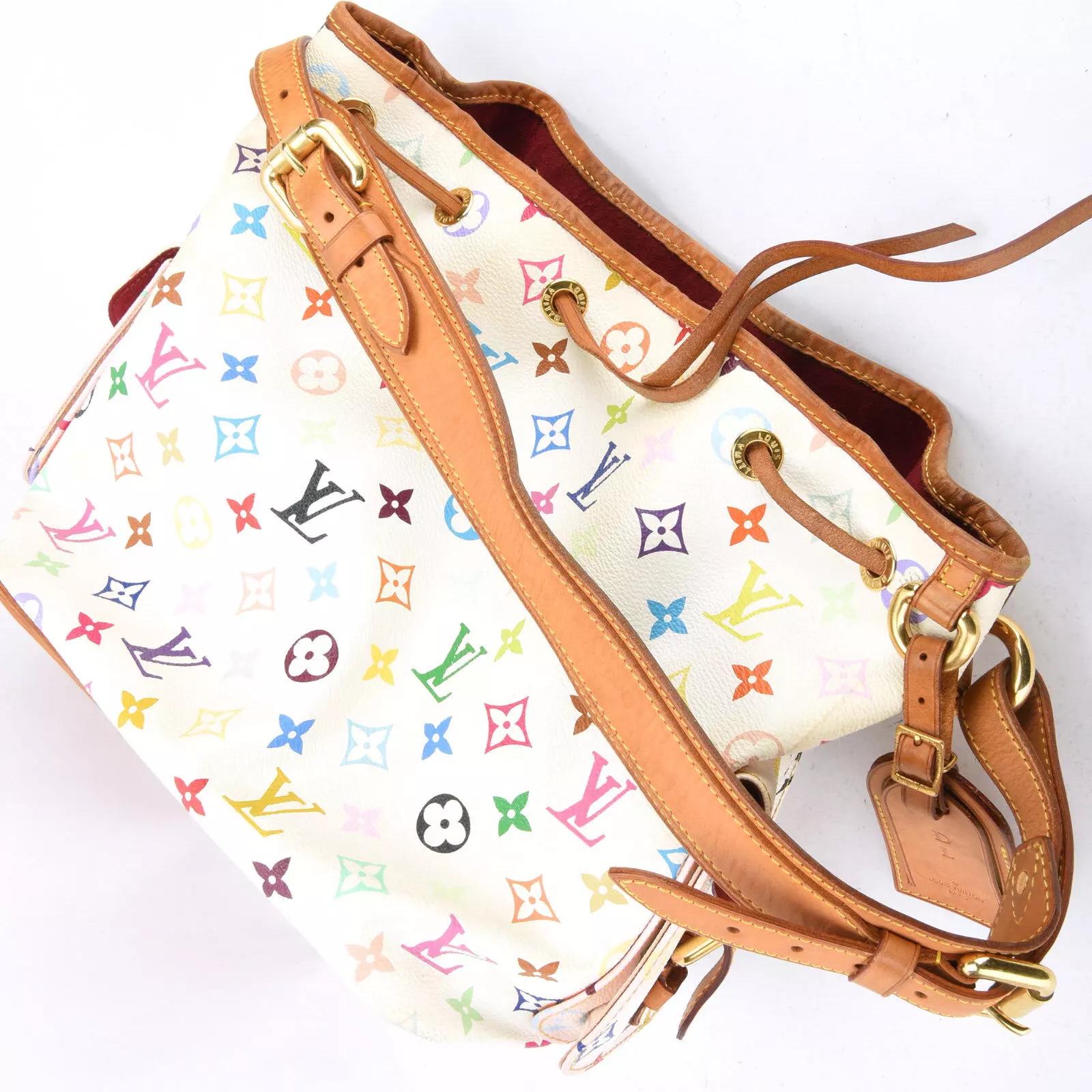 Louis Vuitton Murakami White Multicolor Monogram Petit Noe Bag PM For Sale 5