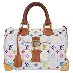 Weißes mehrfarbiges Monogramm Speedy 30 von Louis Vuitton Murakami (2005)