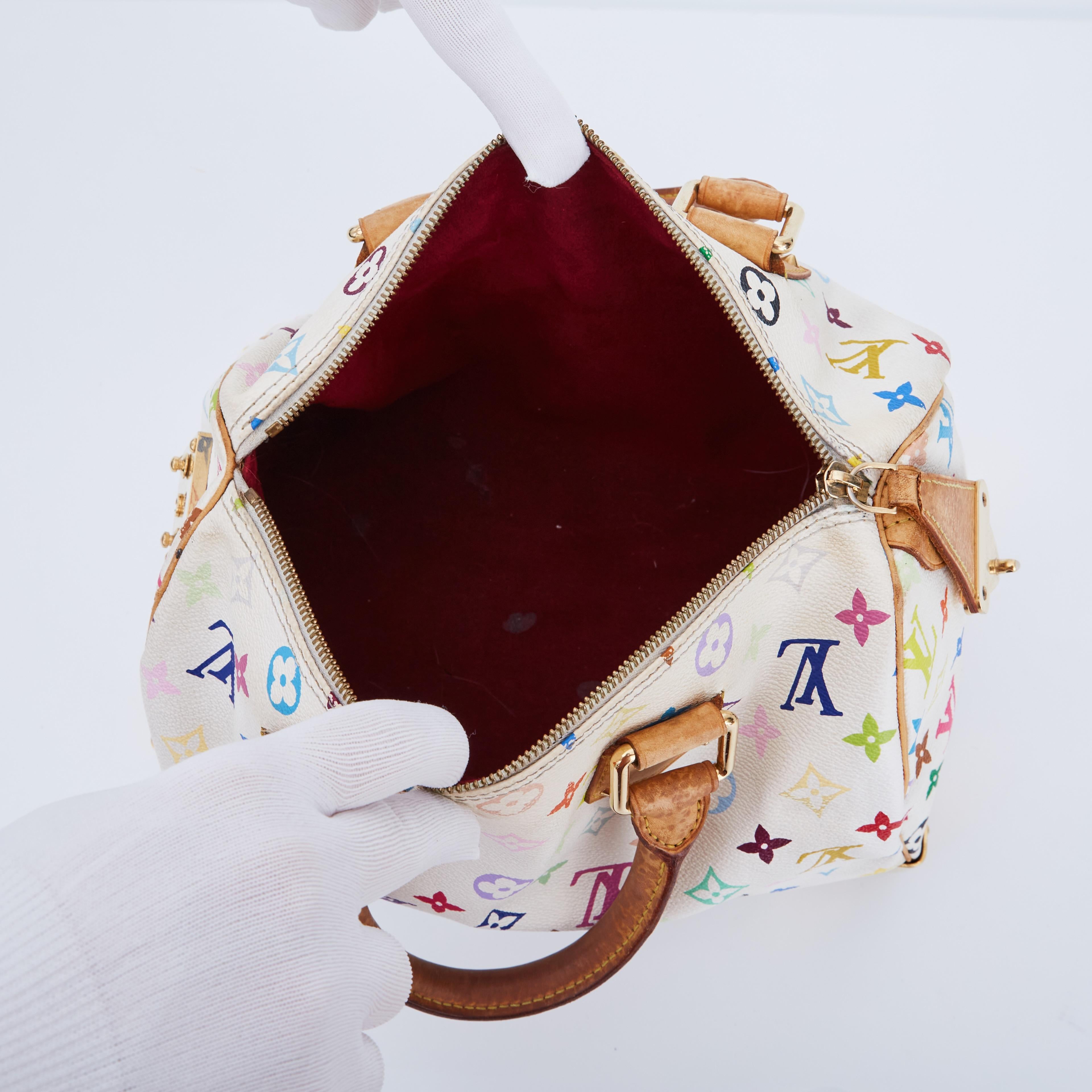 Louis Vuitton Murakami White Multicolor Monogram Speedy 30 For Sale 4