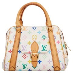 Louis Vuitton - Sac Handel blanc à monogrammes multicolore Murakami avec dessus