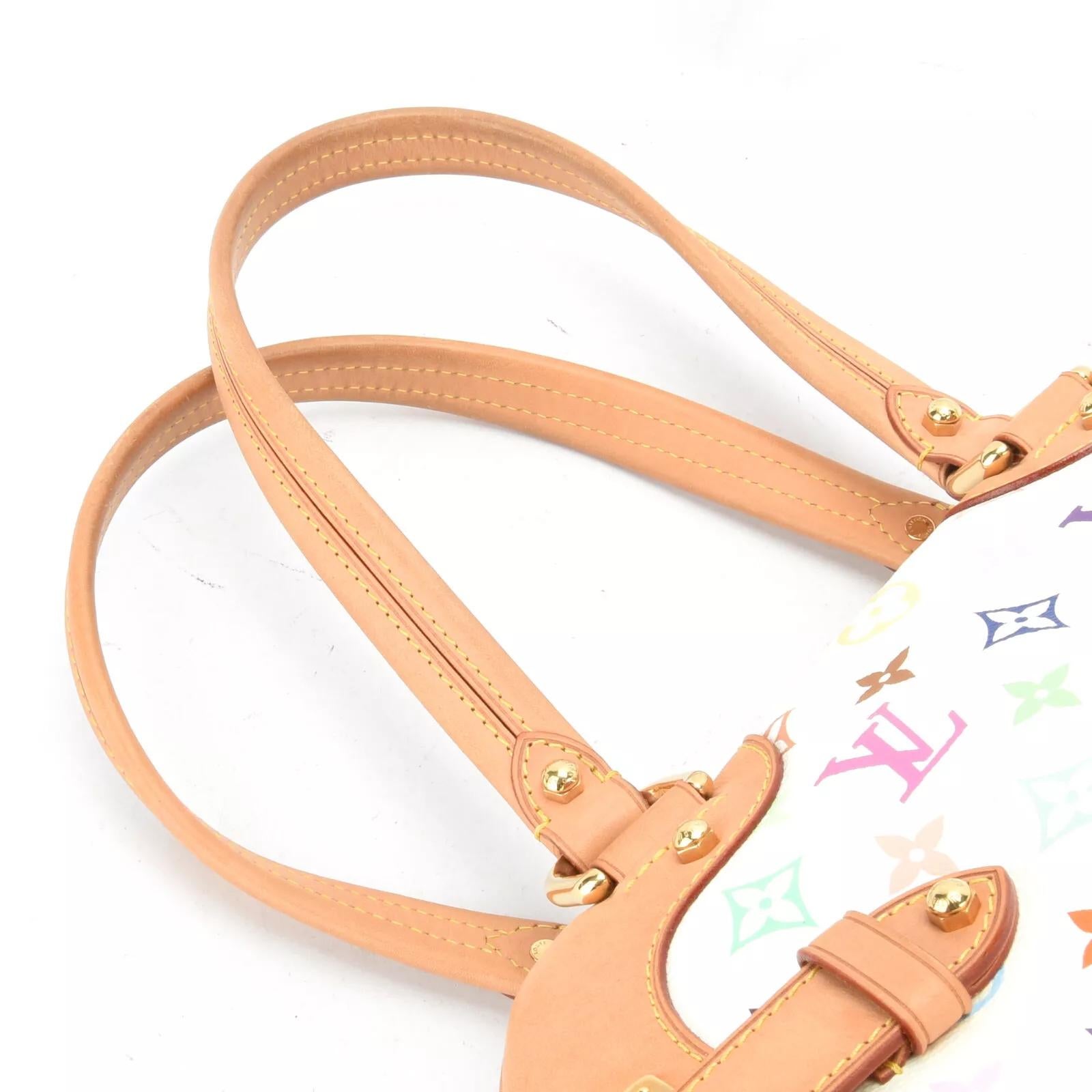Louis Vuitton Murakami White Multicolor Monogram Top Handle Claudia For Sale 9